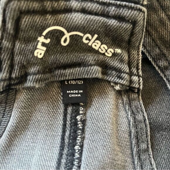 Girls Art Class Washed Black Mini Skirt Overalls Size L 10/12 - Picture 4 of 7